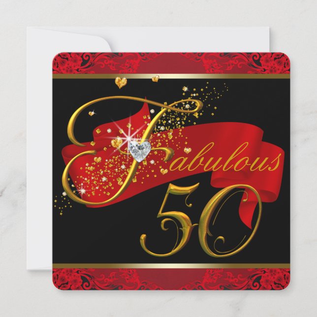 Invitation Fête du 50e anniversaire des femmes Rouge (Devant)