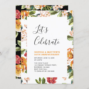 Invitation Fête du 50e anniversaire du Mariage Floral moderne