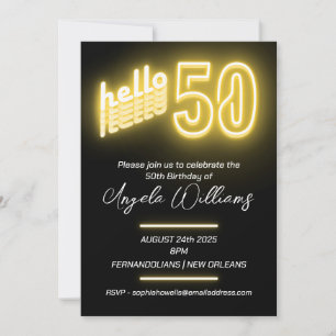 Invitation Fête du 50e anniversaire du Neon moderne
