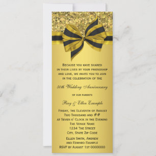 Invitation Fête du 50e anniversaire Elegant Gold Bow