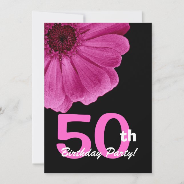 Invitation Fête du 50e anniversaire pour sa marguerite rose W (Devant)