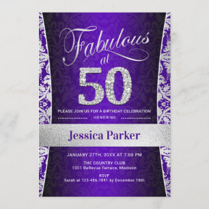 Invitation Fête du 50e anniversaire - Silver Purple