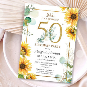 Invitation Fête du 50e anniversaire tournesols élégants flora
