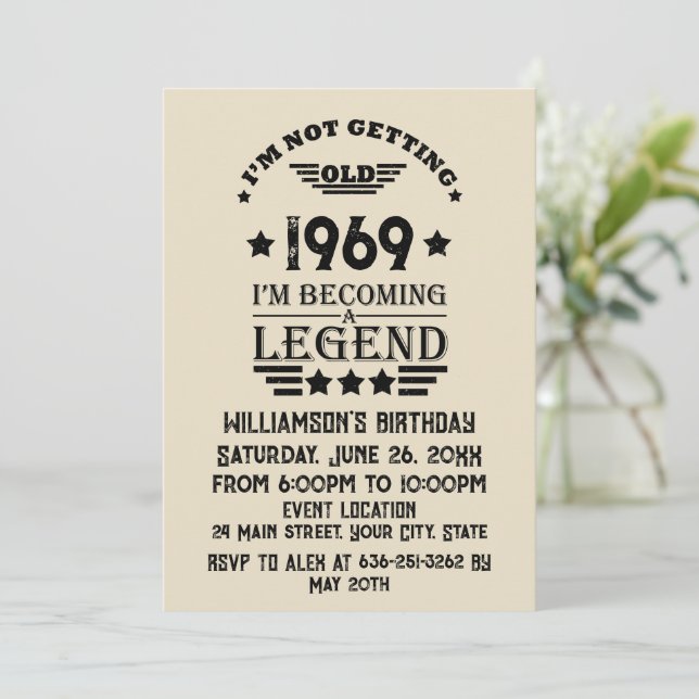 Invitation Fête du 50e anniversaire vintage (Debout devant)