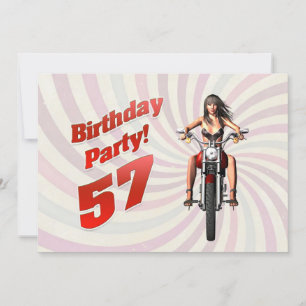 Invitation Fête du 57ème anniversaire avec une fille sur une 