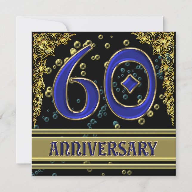 Invitation Fête du 60e anniversaire Black and Gold (Devant)