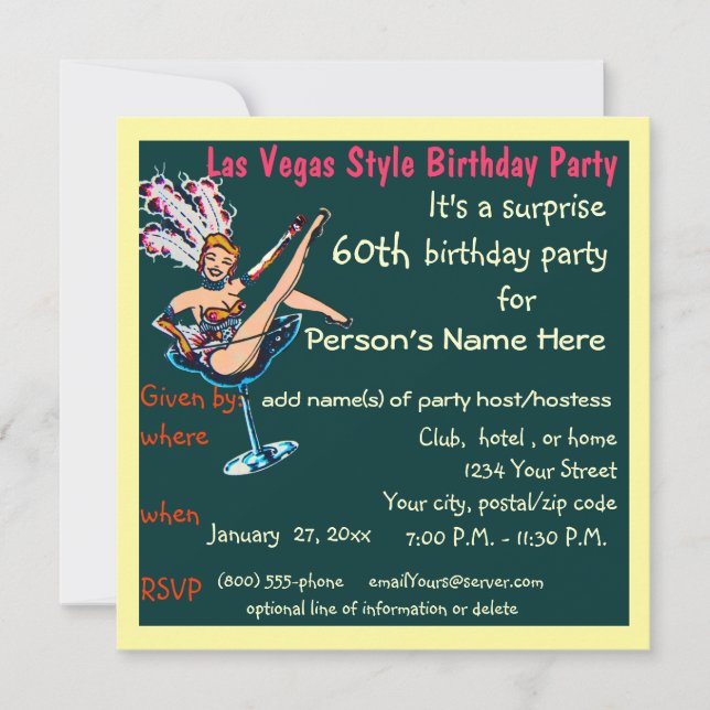 Invitation Fête du 60e anniversaire de Las Vegas (Devant)