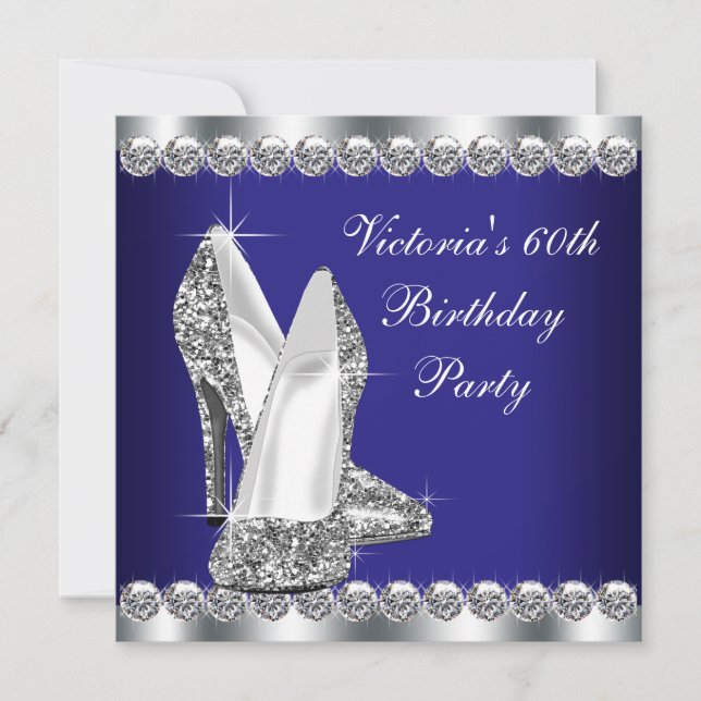Invitation Fête du 60e anniversaire des femmes Royal Blue (Devant)