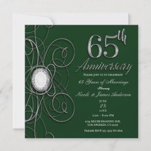 Invitation Fête du 65e anniversaire de Green & Silver Diamond