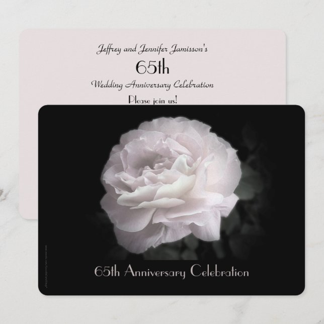 Invitation Fête du 65e anniversaire de mariage Rose rose pâle (Devant / Derrière)