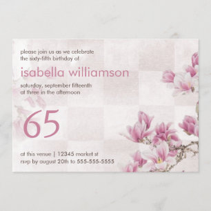 Invitation Fête du 65ème anniversaire de la femme Mauve Mag