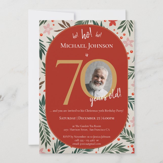 Invitation Fête du 70e anniversaire de Noël (Devant)