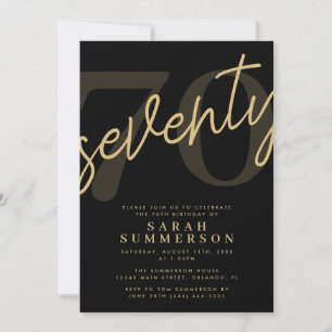 Invitation Fête du 70e anniversaire Moderne Soixante-Dix Or N