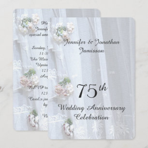 Invitation Fête du 75e anniversaire de mariage, dentelle vint