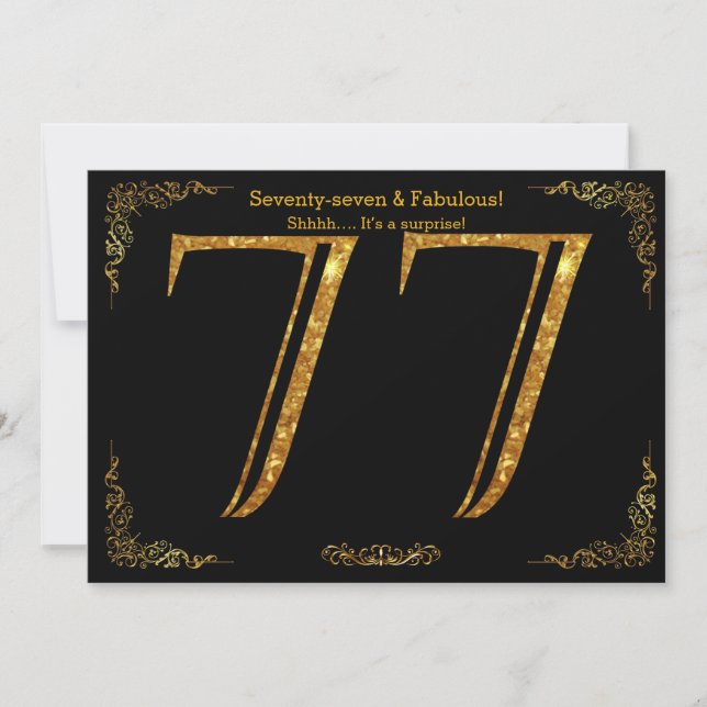Invitation fête du 77e anniversaire, styl Gatsby, parties sci (Devant)