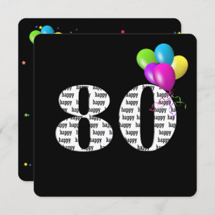 Invitation Fête du 80e anniversaire avec bouquet de ballons