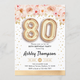 Invitation Fête du 80e anniversaire - Ballons d'or