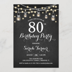 Invitation Fête du 80e anniversaire - Chalkboard