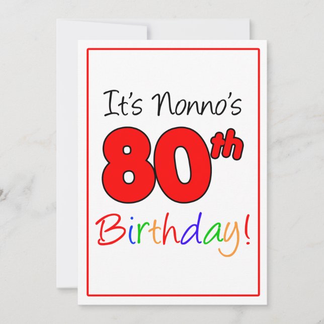 Invitation Fête du 80e anniversaire de Nonno (Devant)
