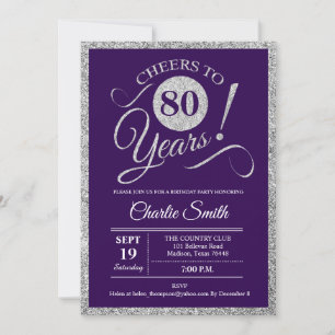 Invitation Fête du 80e anniversaire - Silver Purple TOUTE ANN