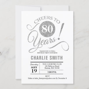 Invitation Fête du 80e anniversaire - Silver White