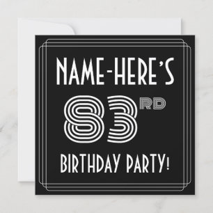 Invitation Fête du 83ème anniversaire : Art Déco Style avec/ 