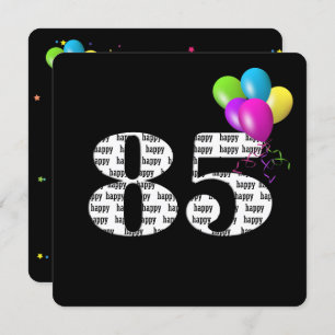Invitation Fête du 85e anniversaire avec bouquet de ballons