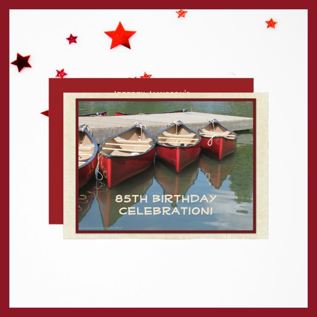 Invitation Fête du 85e anniversaire, Canots rouges, Réflexion (Créateur téléchargé)