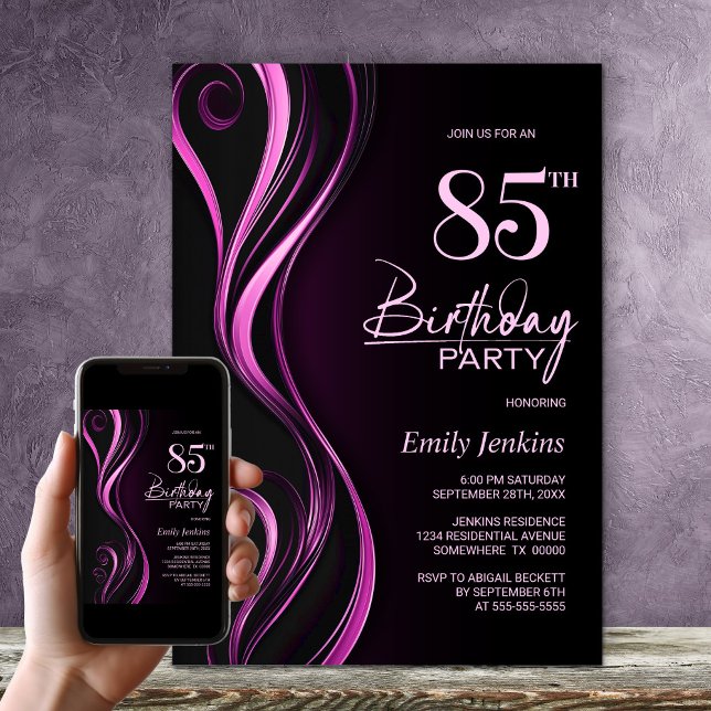 Invitation Fête du 85e anniversaire de Black Pink (Créateur téléchargé)