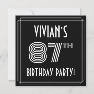 Invitation Fête du 87e anniversaire : Art Déco Style avec nom