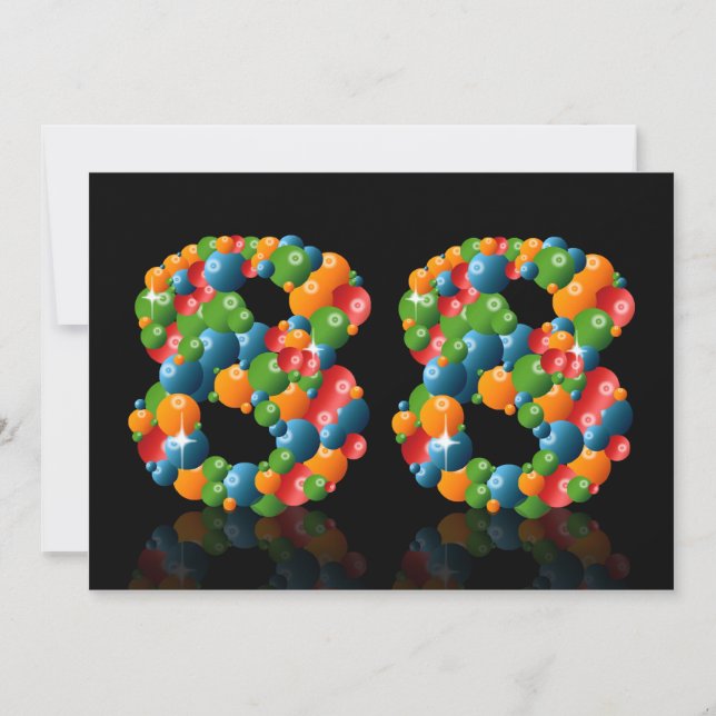 Invitation Fête du 88ème anniversaire, avec bulles et balles (Devant)