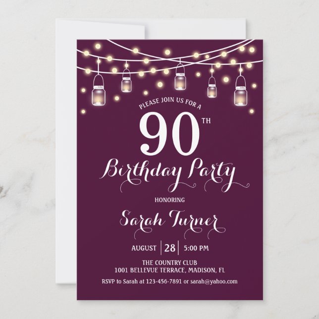 Invitation Fête du 90e anniversaire - Bourgogne (Devant)
