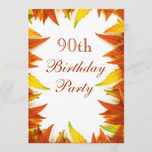 Invitation Fête du 90e anniversaire Feuilles d'automne/d'auto