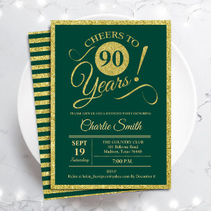 Invitation Fête du 90e anniversaire - N'IMPORTE QUEL AGE Gold
