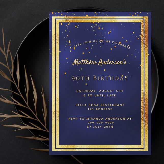 Invitation Fête du 90e anniversaire saupoudrer de confettis d (Créateur téléchargé)