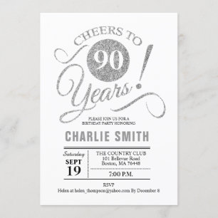 Invitation Fête du 90e anniversaire - Silver White