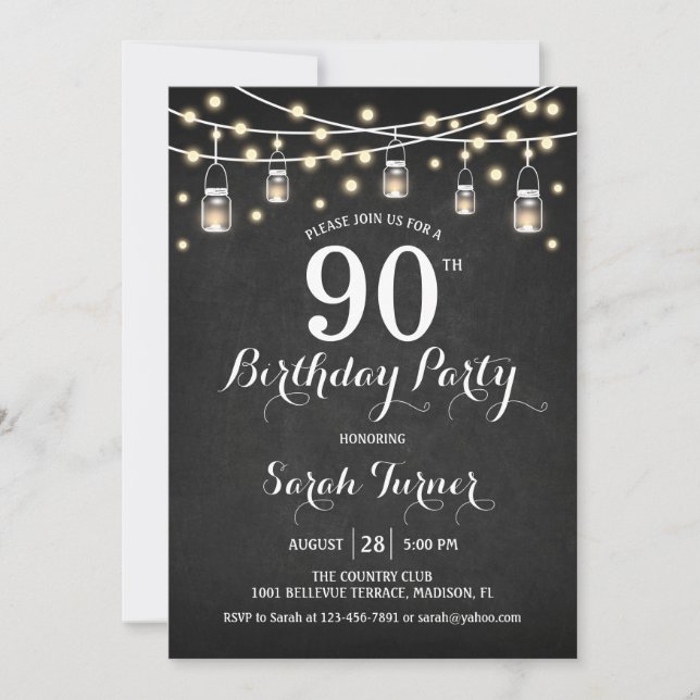 Invitation Fête du 90e anniversaire - Tableau de bord (Devant)