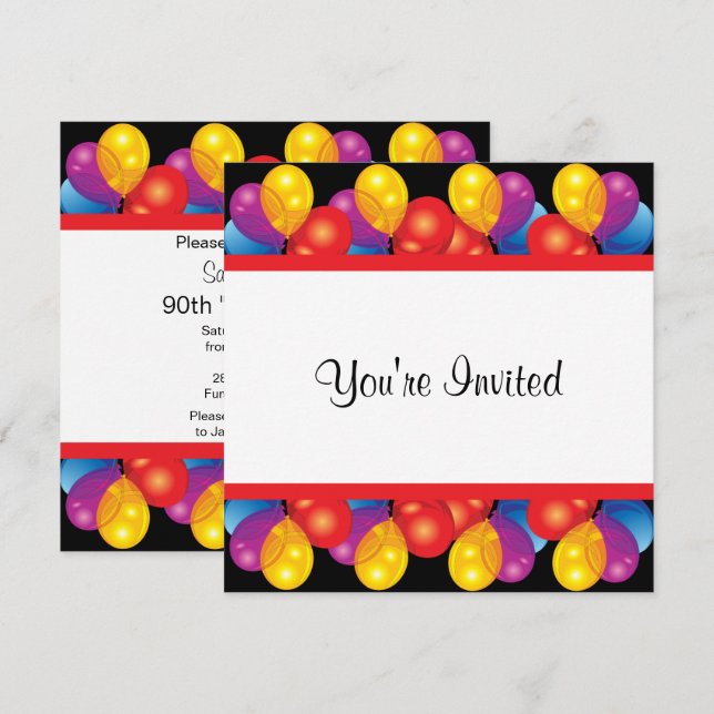 Invitation Fête du 90e anniversaire | Texte do-it-yourself (Devant / Derrière)