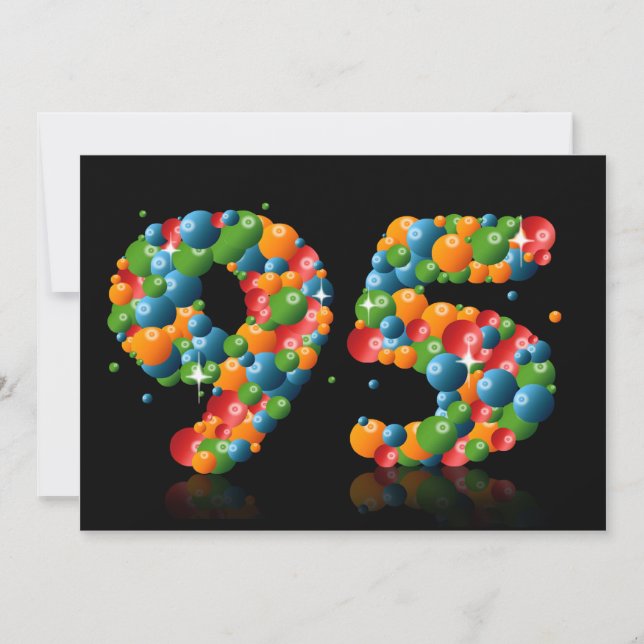 Invitation Fête du 95e anniversaire, avec bulles et balles (Devant)
