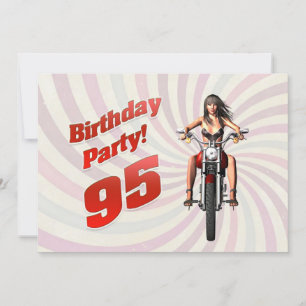 Invitation Fête du 95ème anniversaire avec une fille sur une 