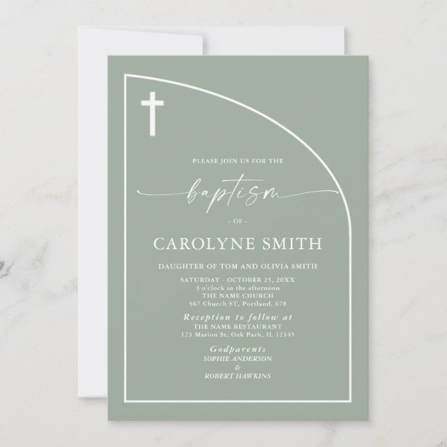 Invitation Fête du baptême minimal moderne Invitat du baptême (Devant)