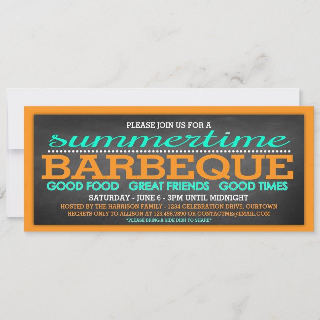 Invitation Fête du Barbeque d'été (Devant)
