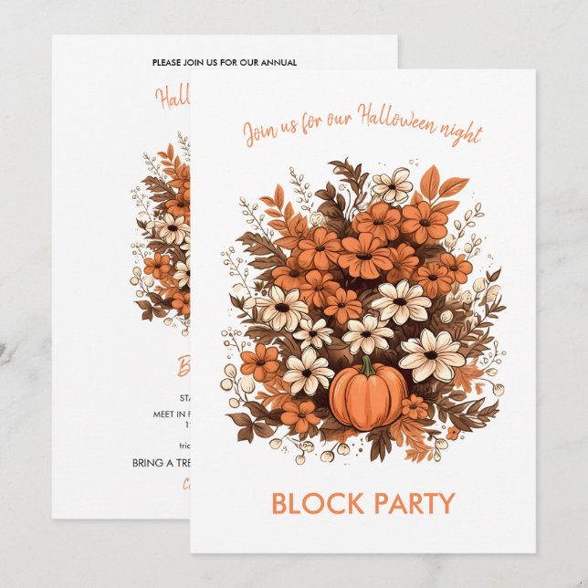 Invitation Fête du bouquet d'Halloween (Devant / Derrière)