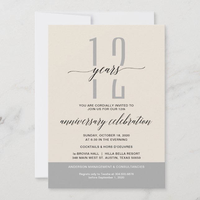 Invitation Fête du Business Anniversary Party, Crème Grey (Devant)