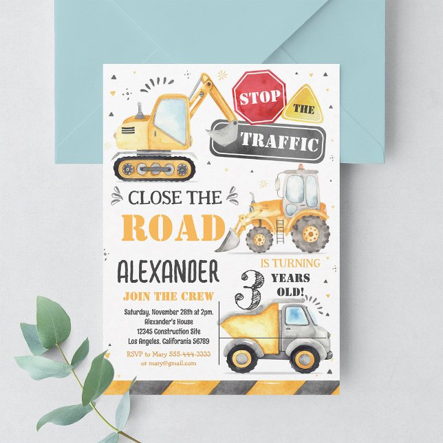 Invitation Fête du camion à benne de construction (Créateur téléchargé)