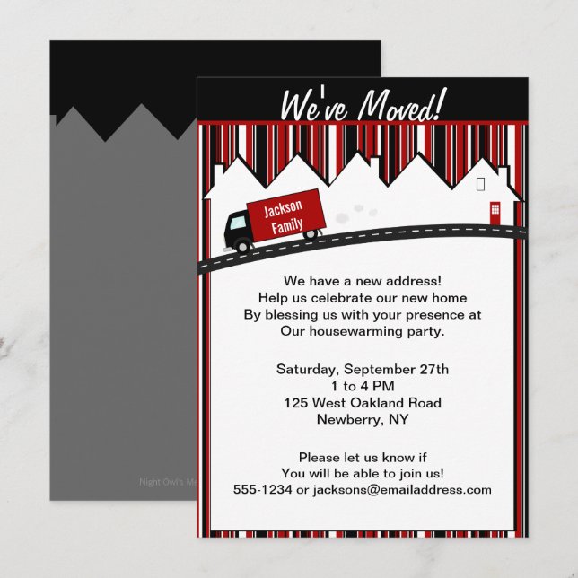 Invitation Fête du Camion de déménagement de chauffe-domicile (Devant / Derrière)