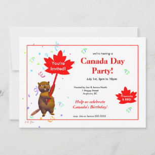 Invitation Fête du Canada de joli castor 