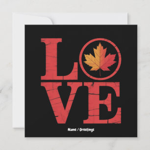 Invitation Fête du Canada Maple Leaf Love Flag Vintage Cool P