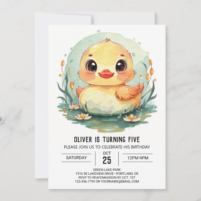Invitation Fête du canard pour enfants sur mesure (Devant)