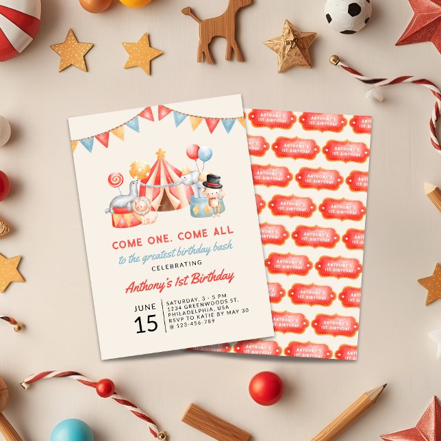 Invitation Fête du Carnaval moderne de Mare Circus Premier an (Créateur téléchargé)